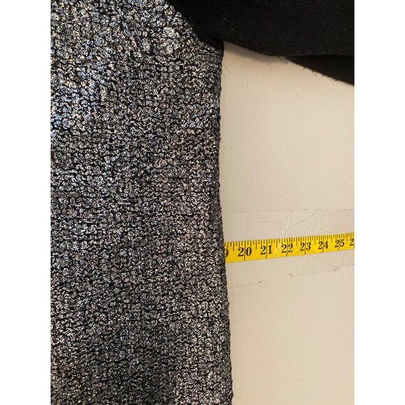 Chicos Black & Silver Metallic Knit Zip-Up Cardigan Sweater Womens Size 2 Large - Picture 6 of 8